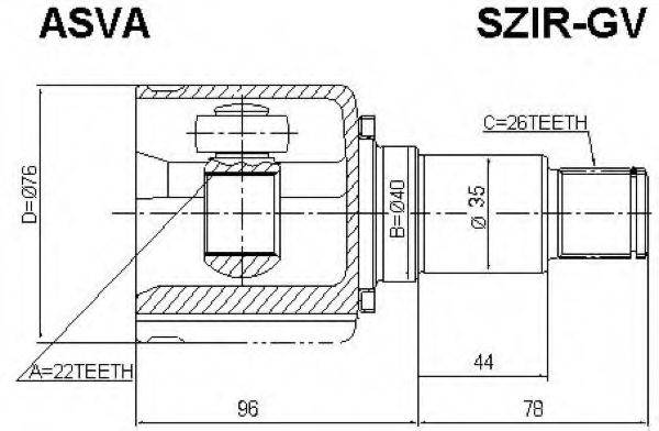 SUZUKI 44114-65J01 Шарнірний комплект, приводний вал