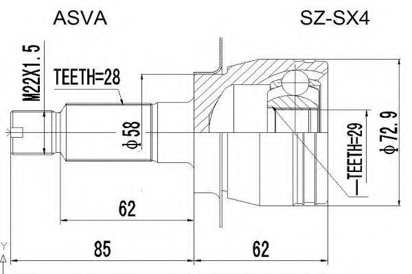 SUZUKI 71747061 Шарнірний комплект, приводний вал