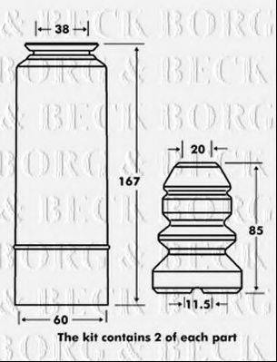 BORG & BECK BPK7023 Пилозахисний комплект, амортизатор