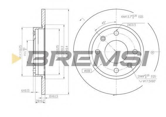 BREMSI DBA059S гальмівний диск