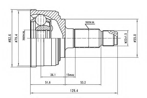 AYWIPARTS AW1510140 Шарнірний комплект, приводний вал