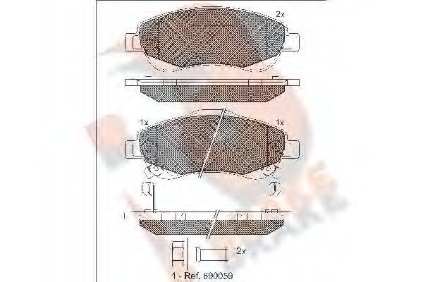 R BRAKE RB1887 Комплект гальмівних колодок, дискове гальмо