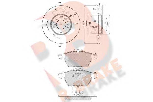 R BRAKE 21829 Комплект гальм, дисковий гальмівний механізм