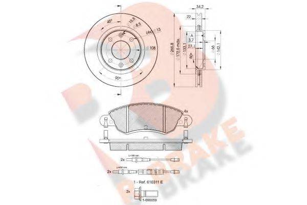 R BRAKE 23276 Комплект гальм, дисковий гальмівний механізм