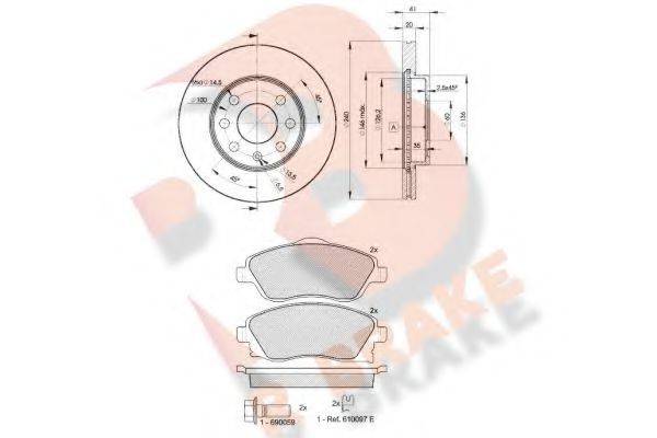 R BRAKE 3R15269021 Комплект гальм, дисковий гальмівний механізм
