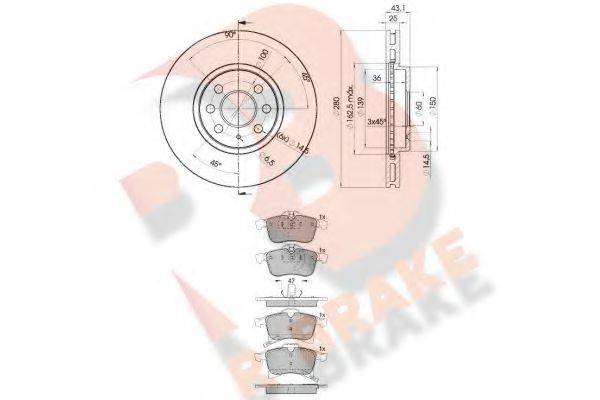 R BRAKE 3R15929007 Комплект гальм, дисковий гальмівний механізм