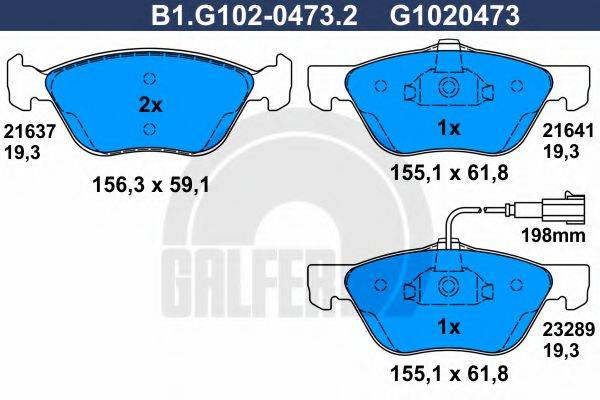 GALFER B1G10204732 Комплект гальмівних колодок, дискове гальмо
