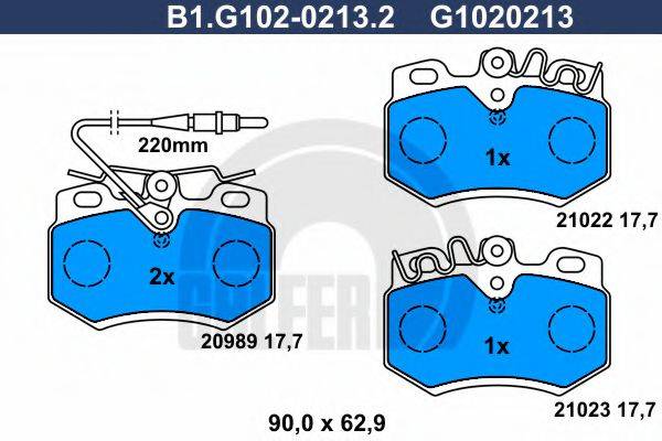 GALFER B1G10202132 Комплект гальмівних колодок, дискове гальмо