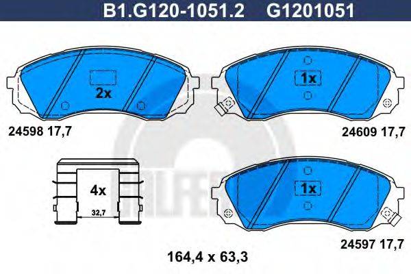 GALFER B1G12010512 Комплект гальмівних колодок, дискове гальмо