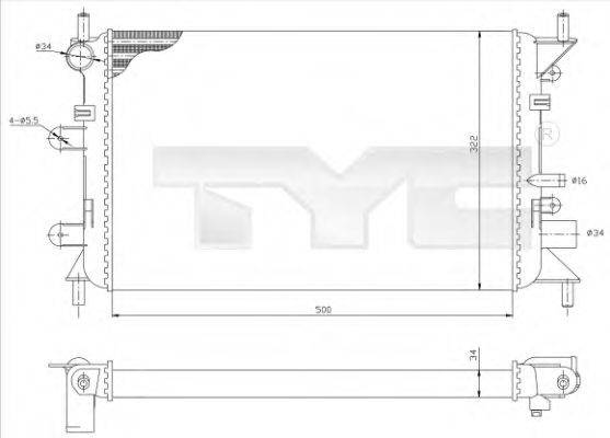 TYC 7100036R Радіатор, охолодження двигуна