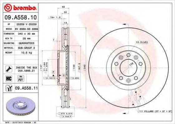 BREMBO 09A55810 гальмівний диск