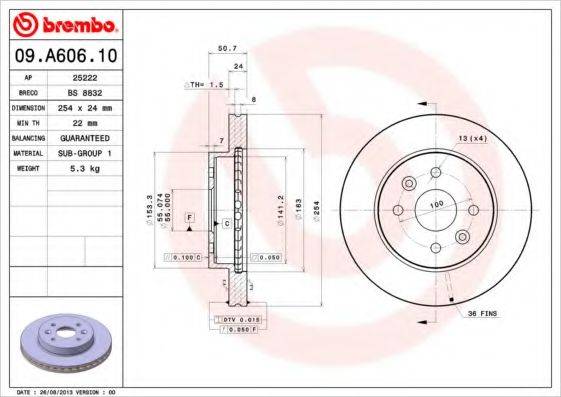 BREMBO 09A60610 гальмівний диск