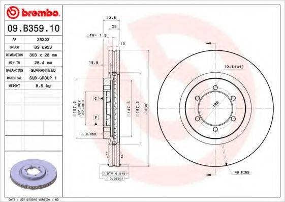 BREMBO 09B35910 гальмівний диск