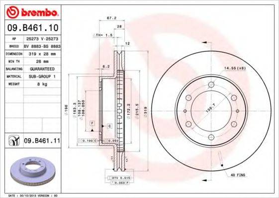 BREMBO 09B46110 гальмівний диск