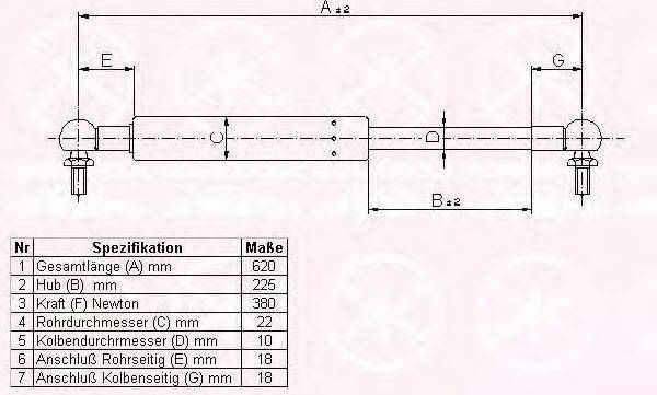 TOYOTA 6896029675 Газова пружина, кришка багажника