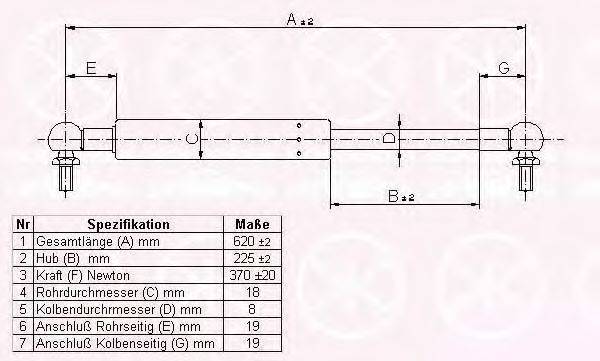 TOYOTA 6895029875 Газова пружина, кришка багажника