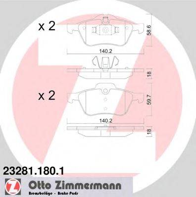 ZIMMERMANN 232811801 Комплект гальмівних колодок, дискове гальмо