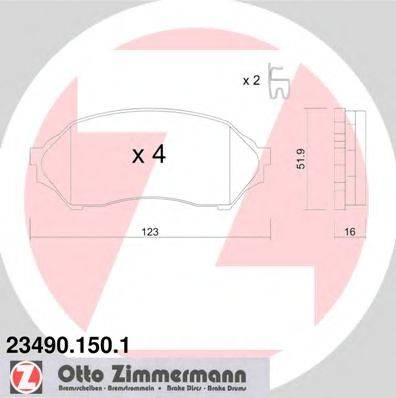 ZIMMERMANN 23490 Комплект гальмівних колодок, дискове гальмо
