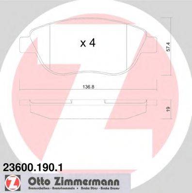 ZIMMERMANN 236001901 Комплект гальмівних колодок, дискове гальмо