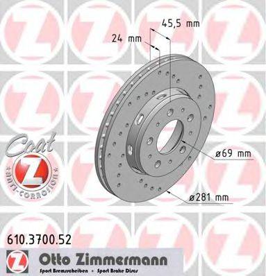 ZIMMERMANN 610370052 гальмівний диск