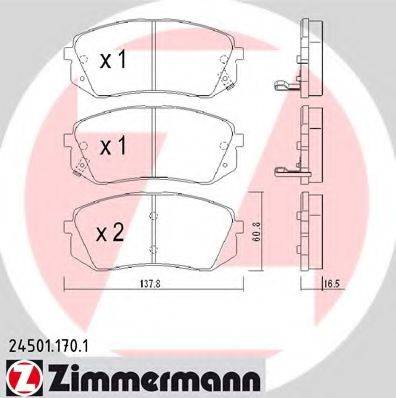ZIMMERMANN 24501 Комплект гальмівних колодок, дискове гальмо
