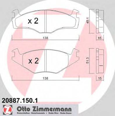 ZIMMERMANN 20887 Комплект гальмівних колодок, дискове гальмо