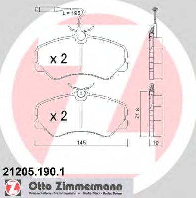 ZIMMERMANN 21205 Комплект гальмівних колодок, дискове гальмо