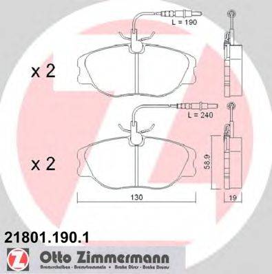 ZIMMERMANN 21801 Комплект гальмівних колодок, дискове гальмо
