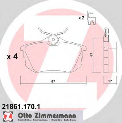 ZIMMERMANN 218611701 Комплект гальмівних колодок, дискове гальмо