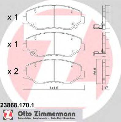 ZIMMERMANN 23868 Комплект гальмівних колодок, дискове гальмо