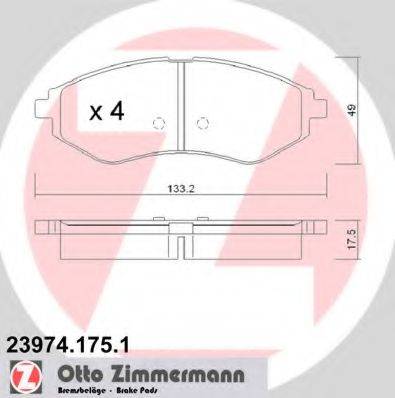 ZIMMERMANN 23974 Комплект гальмівних колодок, дискове гальмо