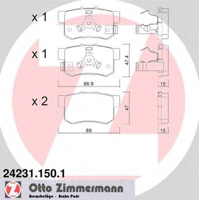 ZIMMERMANN 24233 Комплект гальмівних колодок, дискове гальмо