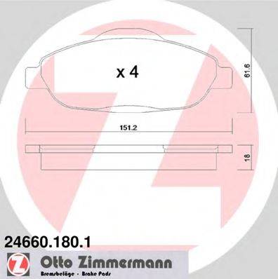 ZIMMERMANN 246601801 Комплект гальмівних колодок, дискове гальмо
