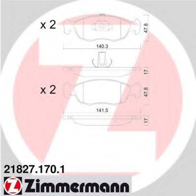 ZIMMERMANN 21827 Комплект гальмівних колодок, дискове гальмо
