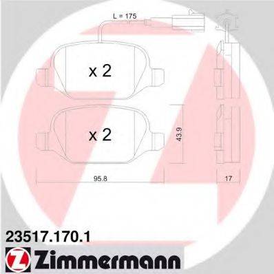 ZIMMERMANN 235171701 Комплект гальмівних колодок, дискове гальмо