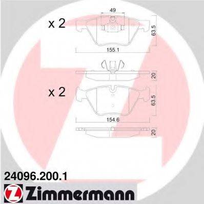 ZIMMERMANN 240962001 Комплект гальмівних колодок, дискове гальмо