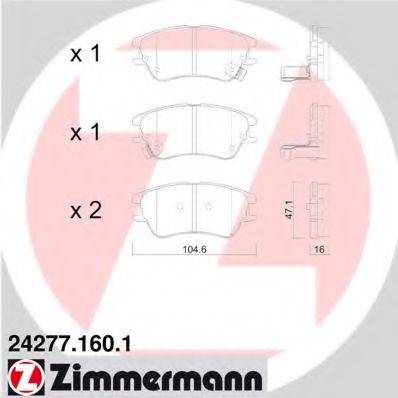ZIMMERMANN 24277 Комплект гальмівних колодок, дискове гальмо