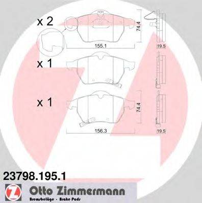 ZIMMERMANN 23800 Комплект гальмівних колодок, дискове гальмо