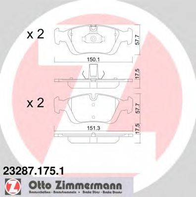ZIMMERMANN 23288 Комплект гальмівних колодок, дискове гальмо