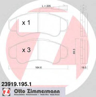 ZIMMERMANN 23919 Комплект гальмівних колодок, дискове гальмо