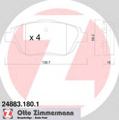ZIMMERMANN 248831801 Комплект гальмівних колодок, дискове гальмо