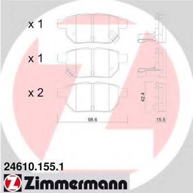 ZIMMERMANN 246101551 Комплект гальмівних колодок, дискове гальмо