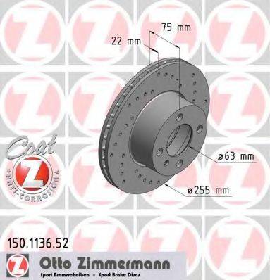 ZIMMERMANN 150113652 гальмівний диск