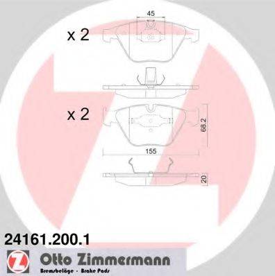 ZIMMERMANN 241612001 Комплект гальмівних колодок, дискове гальмо