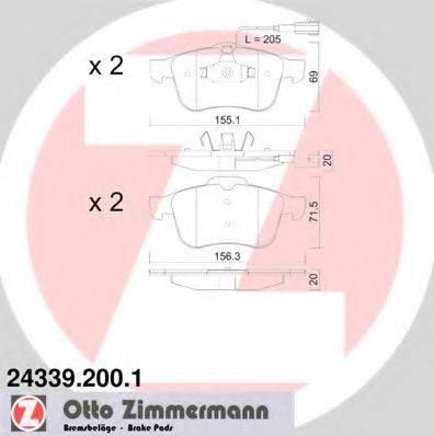 ZIMMERMANN 243392001 Комплект гальмівних колодок, дискове гальмо