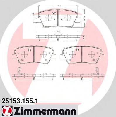 ZIMMERMANN 25153 Комплект гальмівних колодок, дискове гальмо