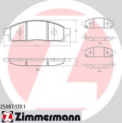 ZIMMERMANN 25087 Комплект гальмівних колодок, дискове гальмо