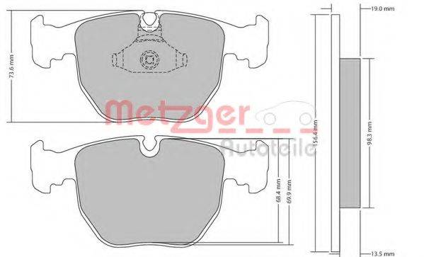 METZGER 1170238 Комплект гальмівних колодок, дискове гальмо